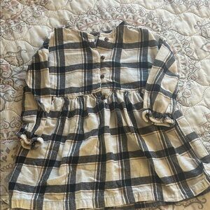 Carter's Cream and Black Plaid Button-Front Tunic